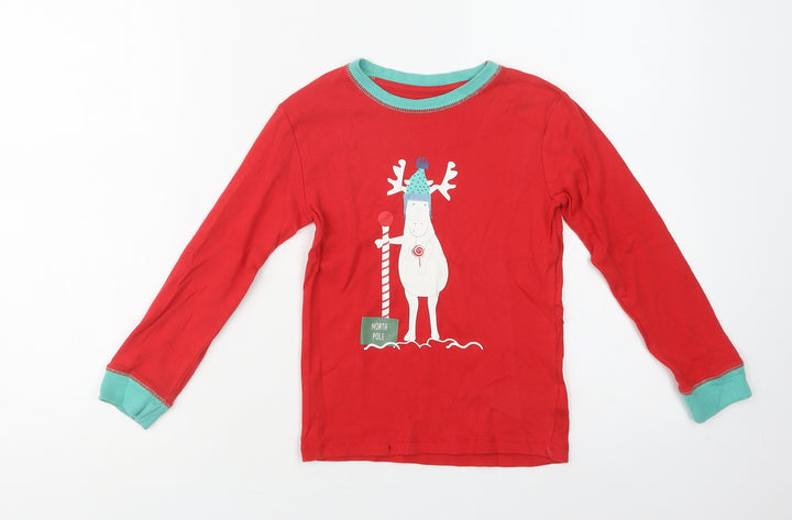Leigh Tucker Girls Red Cotton Top Pyjama Top Size 5-6 Years - North Pole