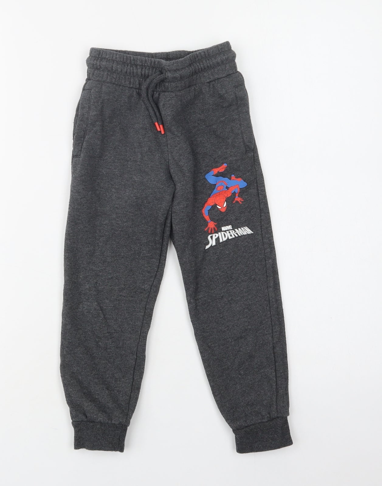 Primark Boys Grey  Cotton Jogger Trousers Size 4-5 Years  Regular Drawstring - Spider-Man