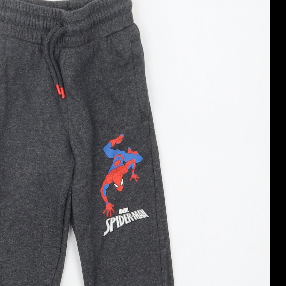 Primark Boys Grey  Cotton Jogger Trousers Size 4-5 Years  Regular Drawstring - Spider-Man