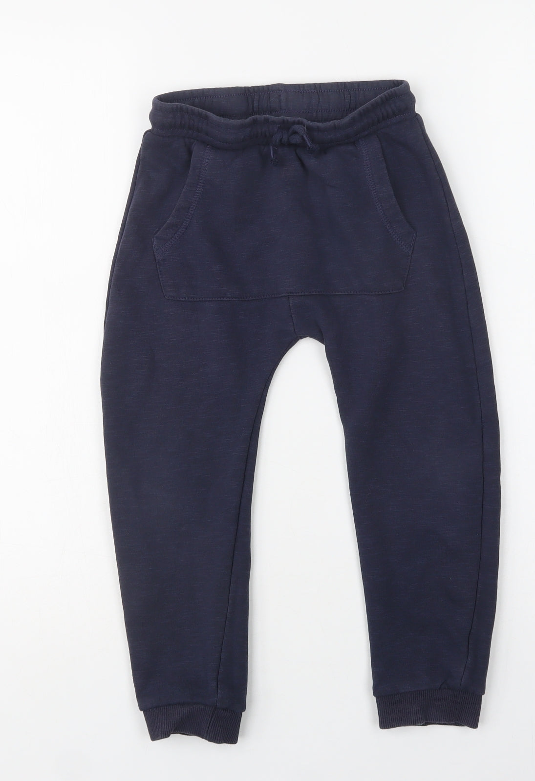George Boys Blue  Cotton Jogger Trousers Size 4-5 Years  Regular Drawstring