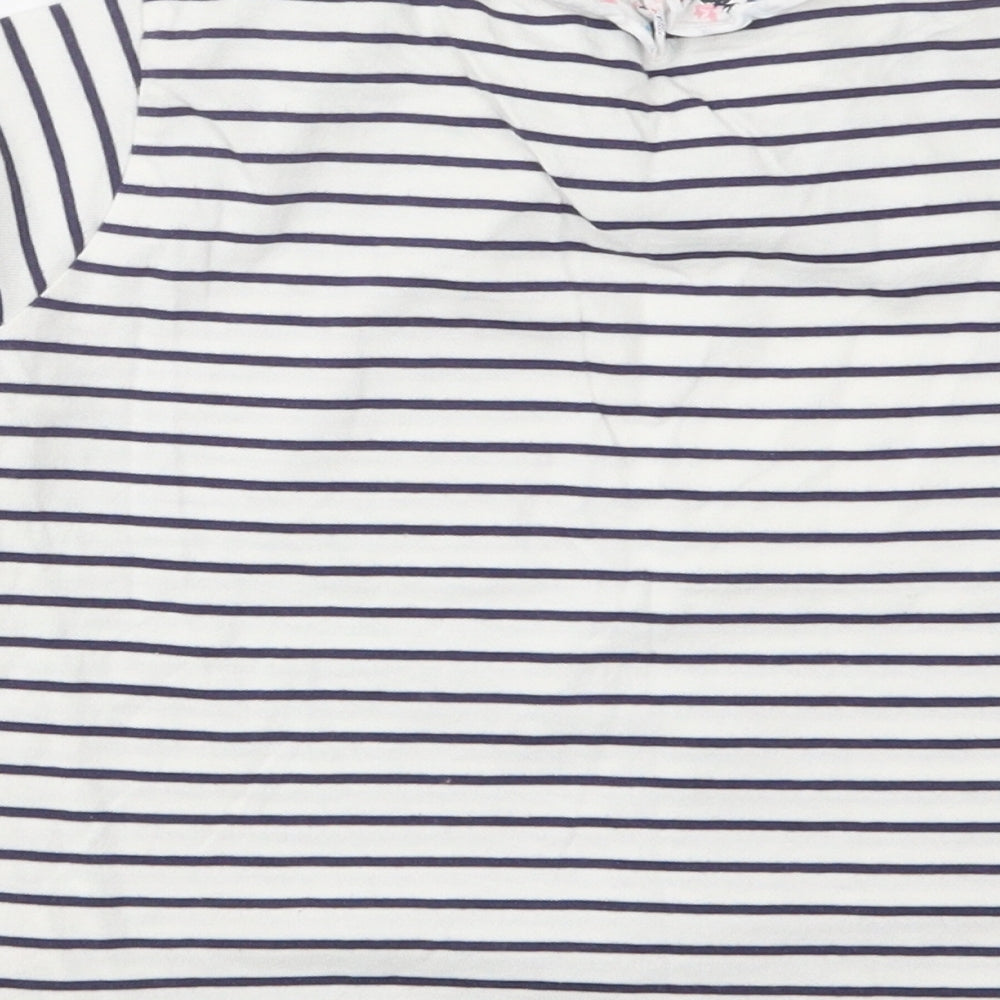 Lilly + Sid  Girls White Striped Cotton Basic T-Shirt Size 5-6 Years Collared