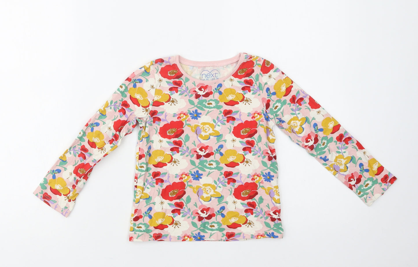 NEXT Girls Multicoloured Floral Cotton Basic Blouse Size 4-5 Years Crew Neck