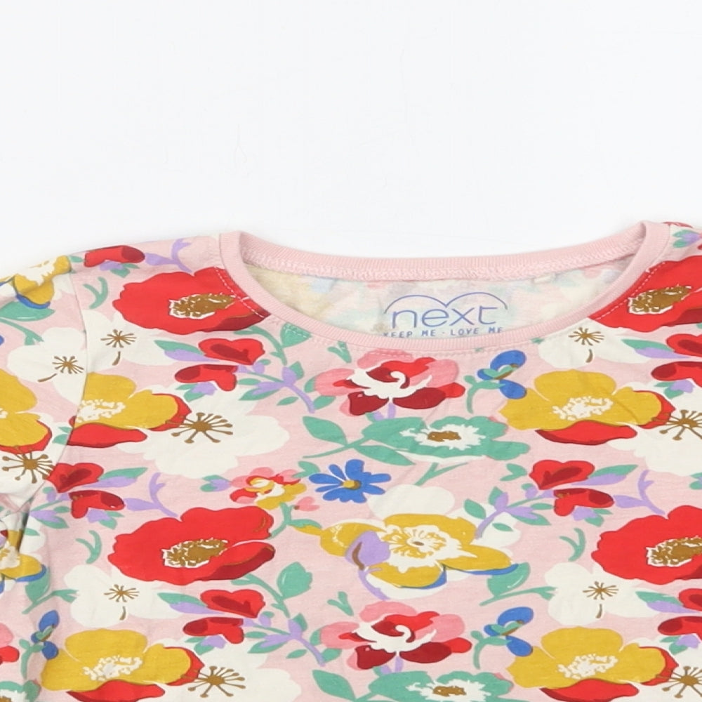NEXT Girls Multicoloured Floral Cotton Basic Blouse Size 4-5 Years Crew Neck