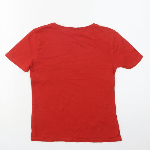 H&M Boys Red  Cotton Basic T-Shirt Size 6-7 Years Crew Neck  - Justice League