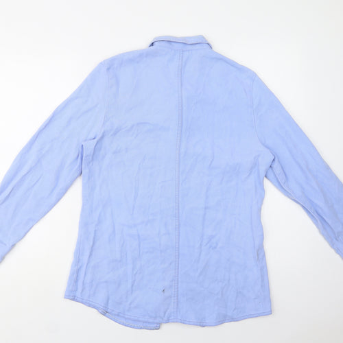 Pola Womens Blue  Lyocell Basic Button-Up Size 10 Collared