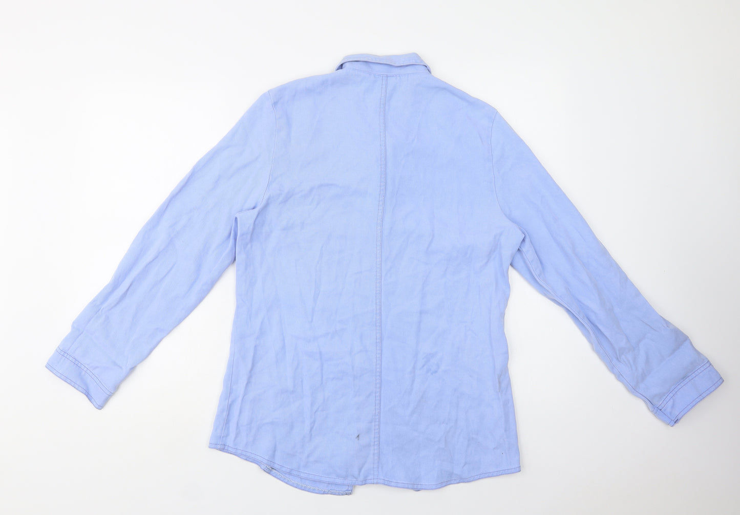 Pola Womens Blue  Lyocell Basic Button-Up Size 10 Collared