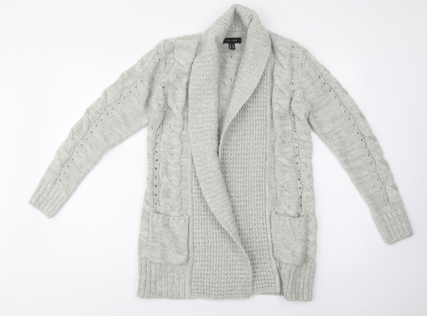 New Look Womens Grey Collared   Cardigan Jumper Size 8