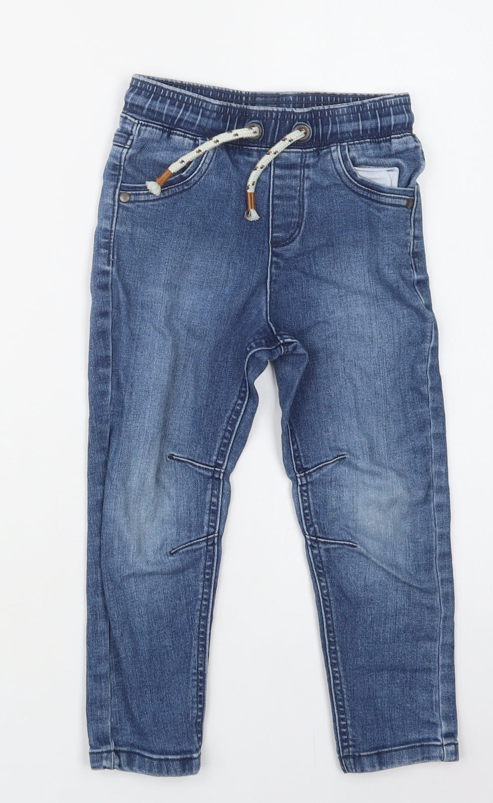 George Boys Blue  Cotton Skinny Jeans Size 3-4 Years  Regular Drawstring