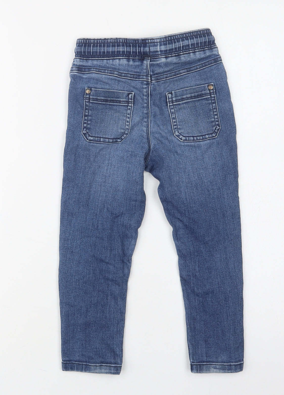 George Boys Blue  Cotton Skinny Jeans Size 3-4 Years  Regular Drawstring