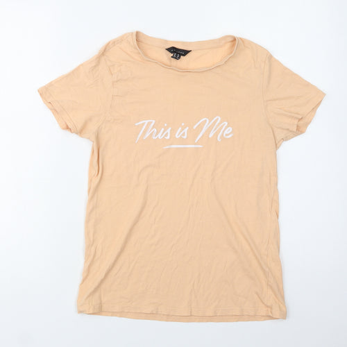 New Look Womens Beige  Cotton Basic Polo Size 10 Crew Neck