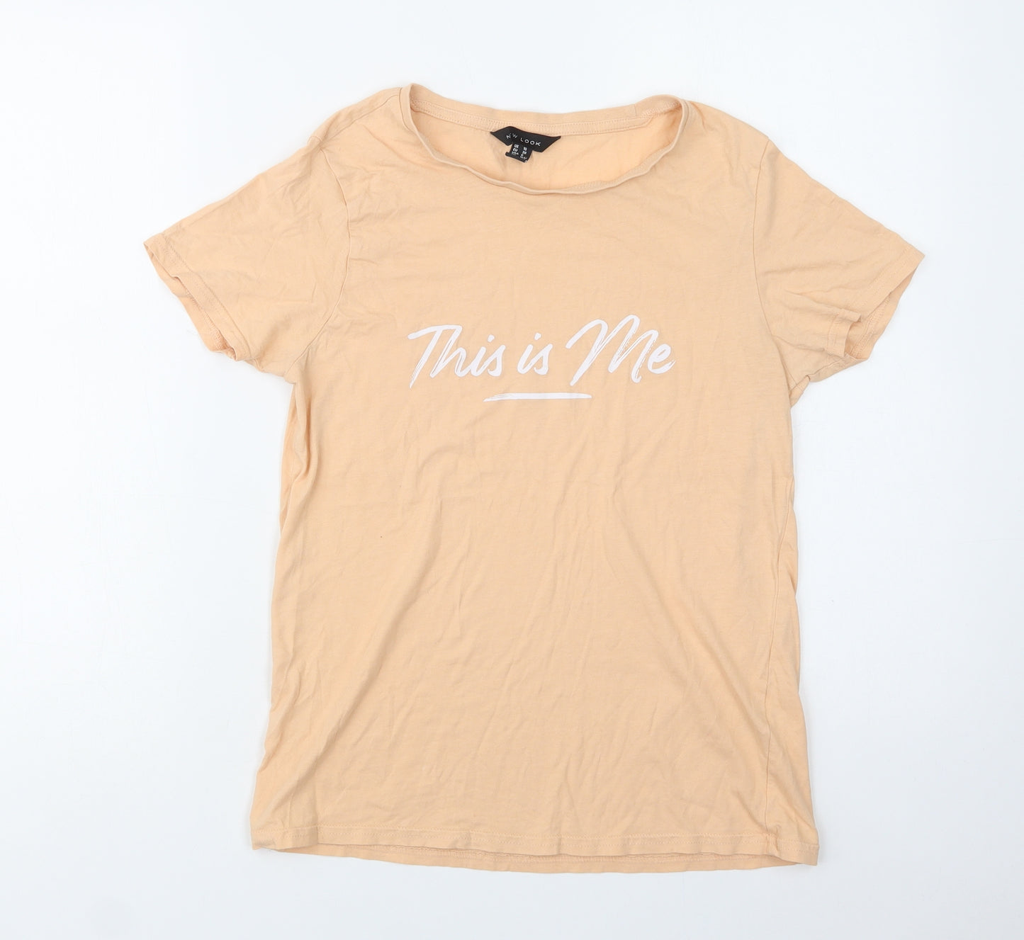 New Look Womens Beige  Cotton Basic Polo Size 10 Crew Neck