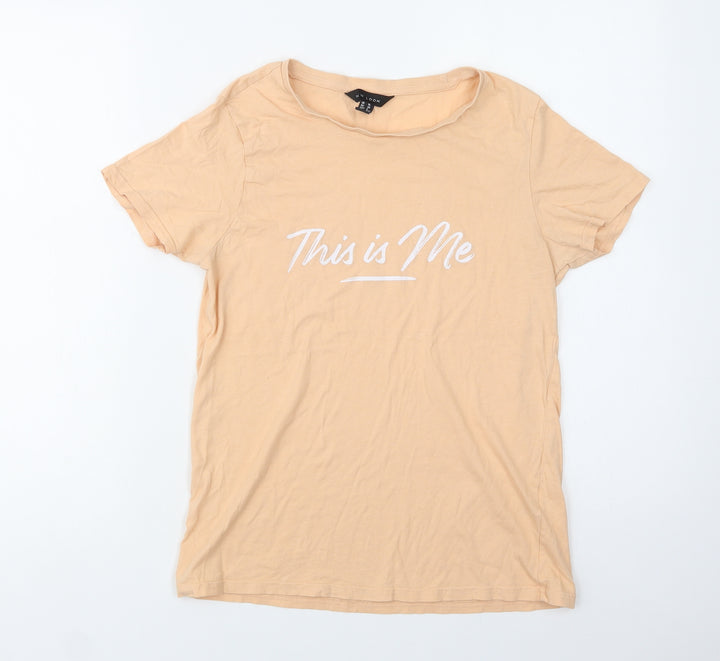 New Look Womens Beige  Cotton Basic Polo Size 10 Crew Neck