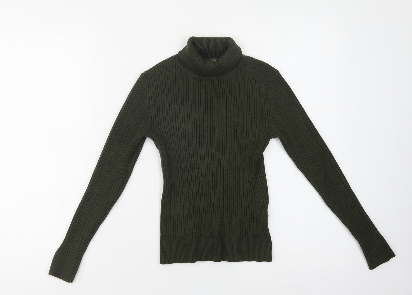 Primark Womens Green Roll Neck  Viscose Pullover Jumper Size M