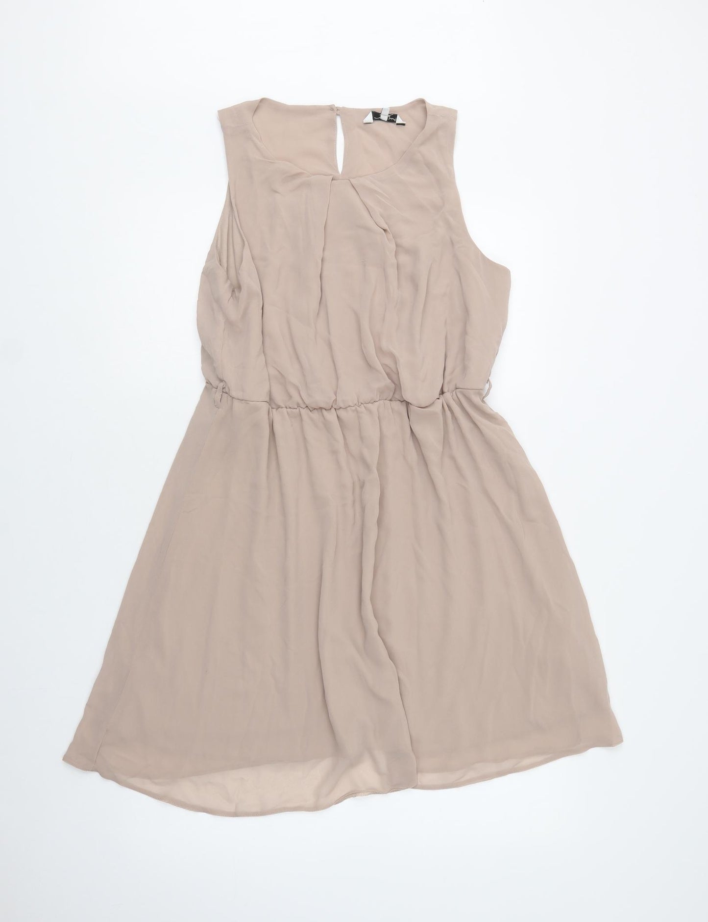 New Look Womens Beige  Polyester Fit & Flare  Size 16  Round Neck Button