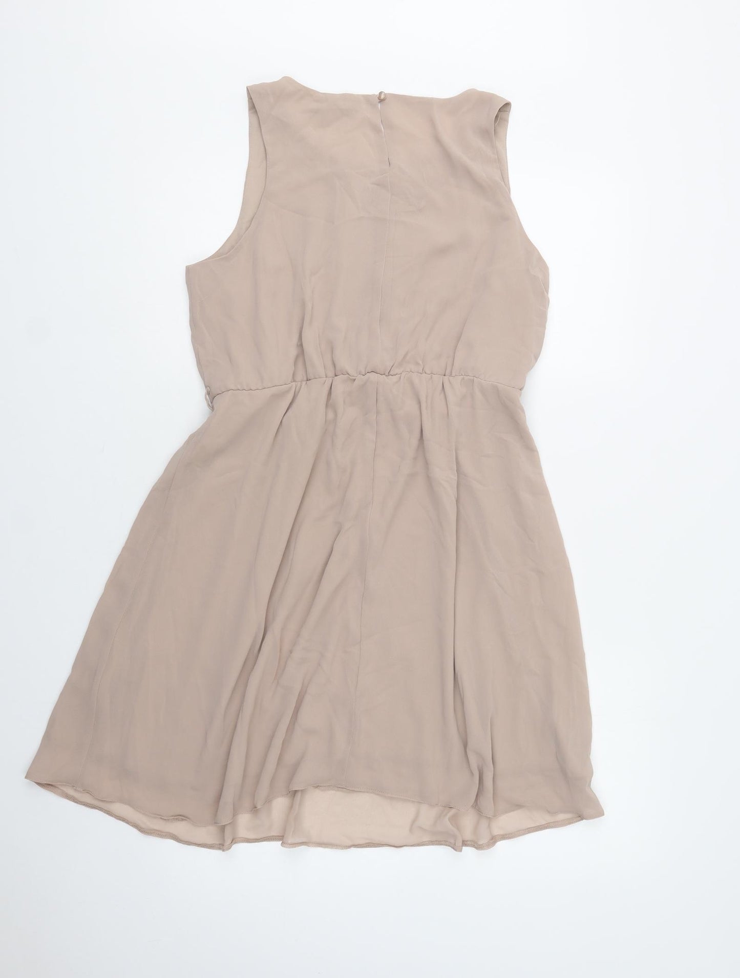 New Look Womens Beige  Polyester Fit & Flare  Size 16  Round Neck Button