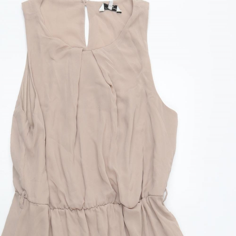 New Look Womens Beige  Polyester Fit & Flare  Size 16  Round Neck Button