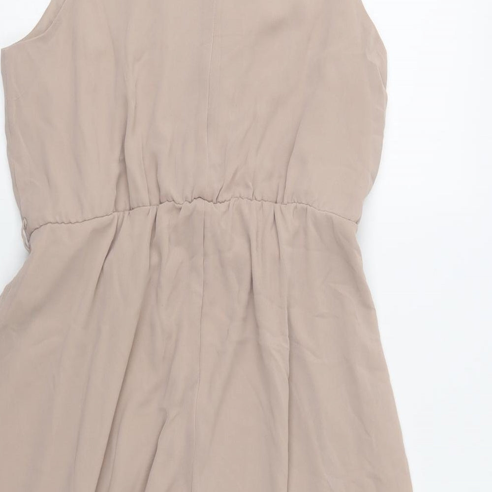 New Look Womens Beige  Polyester Fit & Flare  Size 16  Round Neck Button
