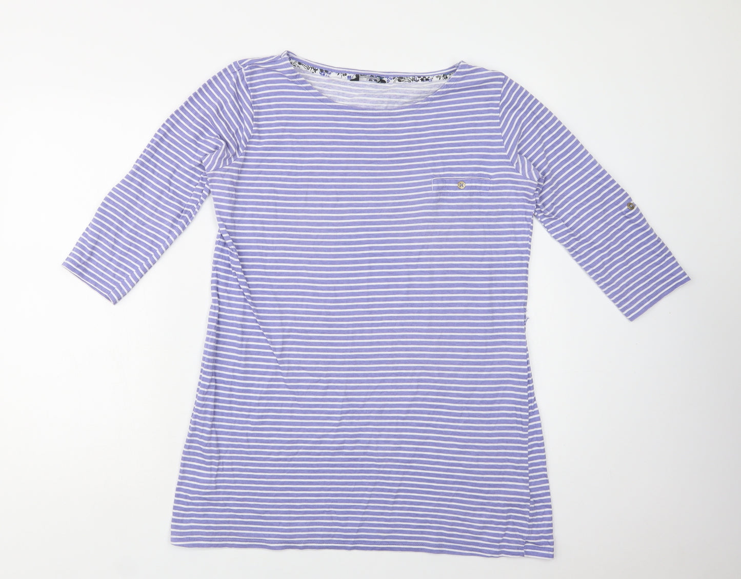 F&F Womens Blue Striped Cotton Kaftan Dress Size 14