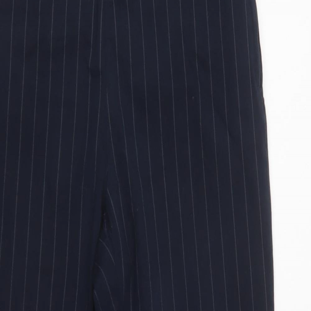 H&M Womens Blue Striped Cotton Dress Pants Trousers Size 12 L27 in Regular Zip