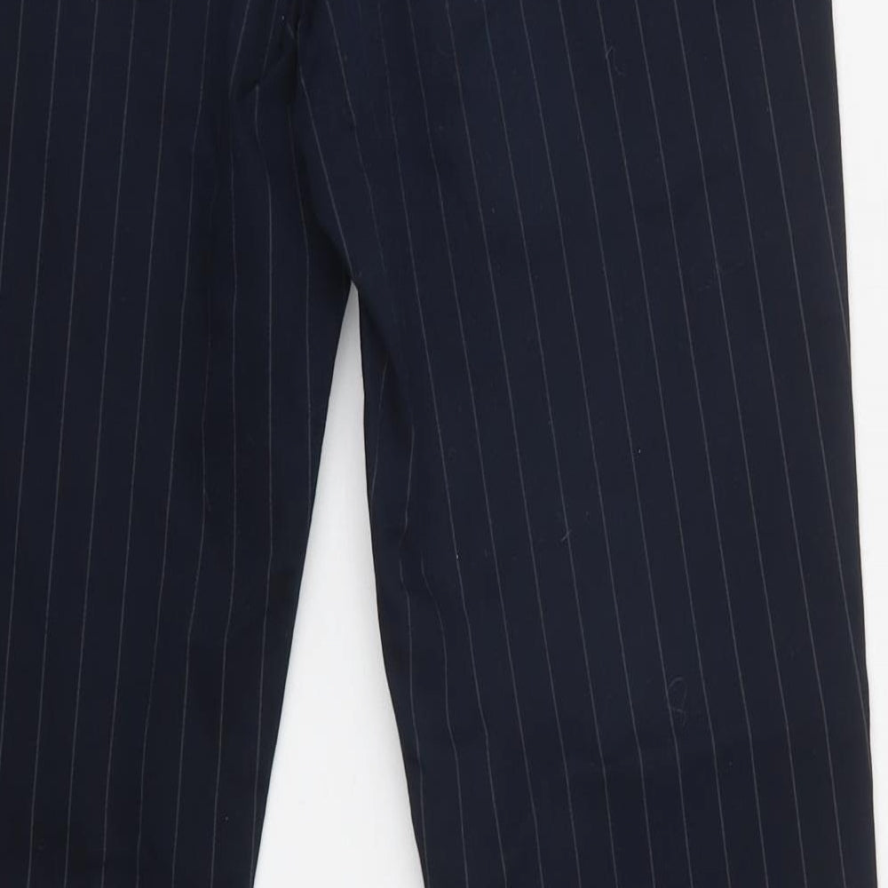 H&M Womens Blue Striped Cotton Dress Pants Trousers Size 12 L27 in Regular Zip
