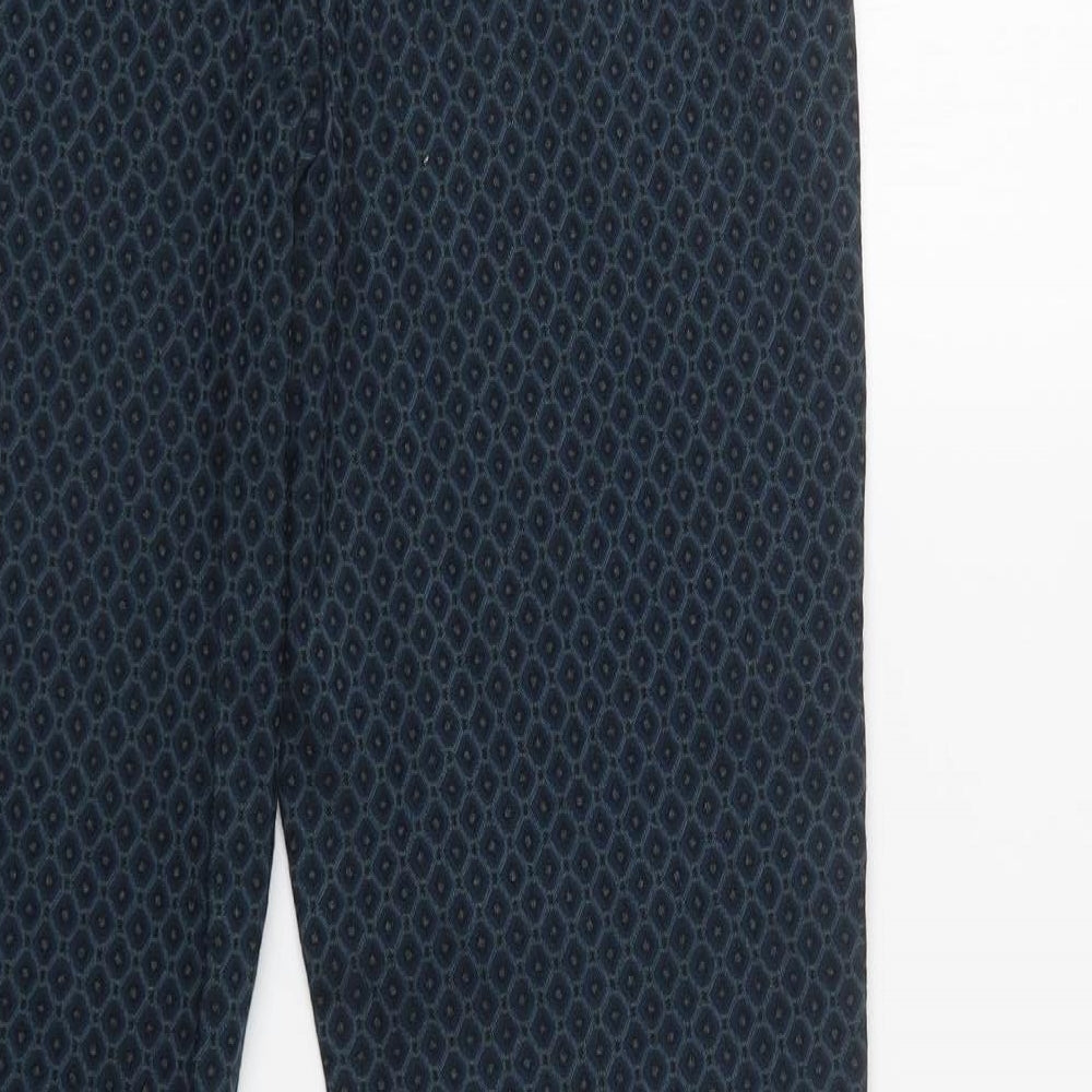 Dunnes Stores Womens Green Geometric Viscose Dress Pants Trousers Size 10 L30 in Regular Hook & Loop