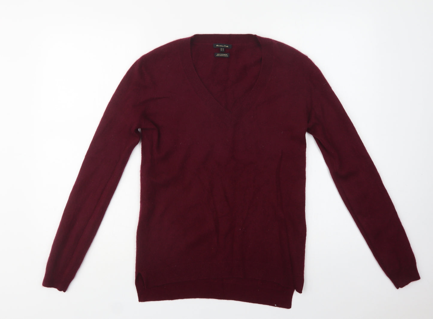 Massimo Dutti Womens Purple V-Neck  Cashmere Pullover Jumper Size M