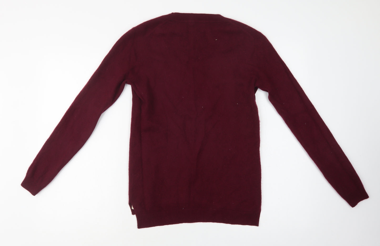 Massimo Dutti Womens Purple V-Neck  Cashmere Pullover Jumper Size M