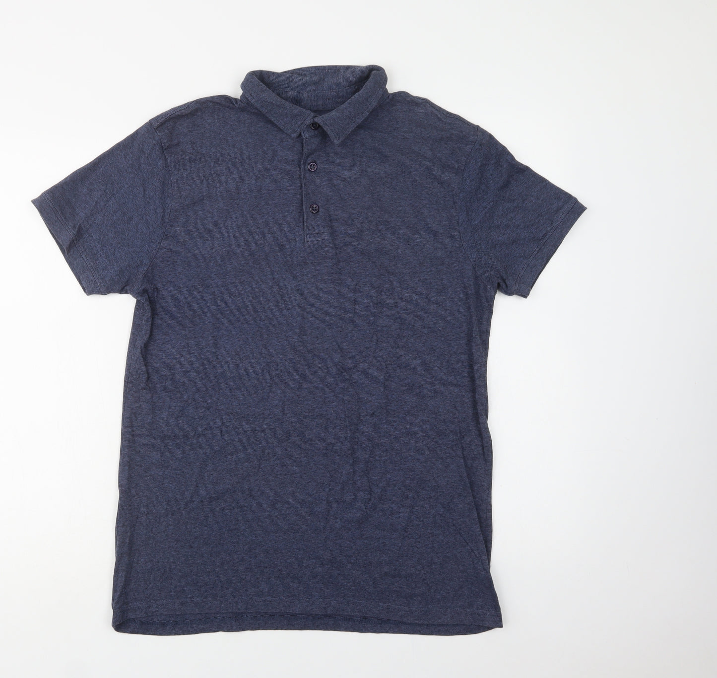 Dunnes Stores Mens Blue  Cotton  Polo Size L Collared Button