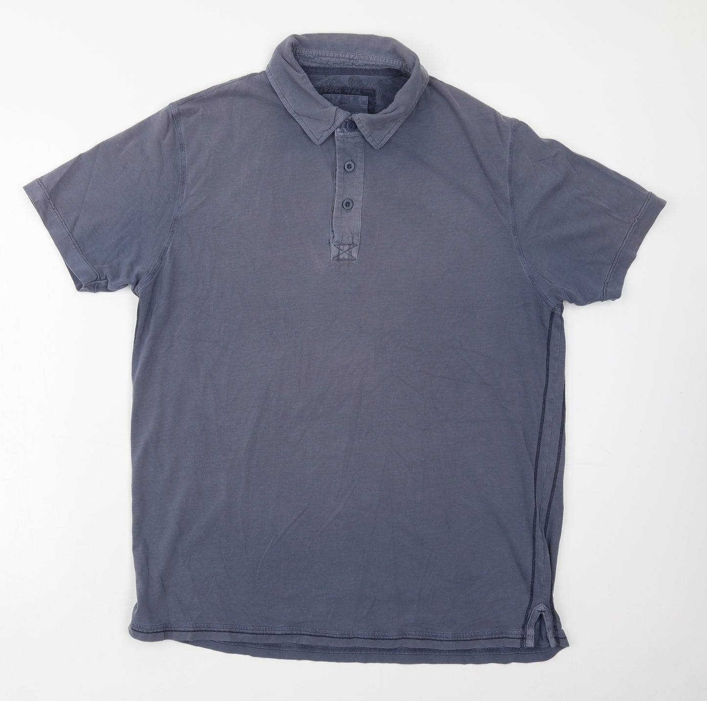M&S Mens Blue  Cotton  Polo Size M Collared Button