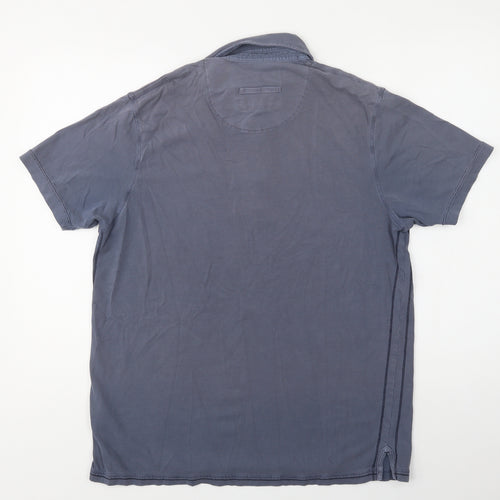 M&S Mens Blue  Cotton  Polo Size M Collared Button