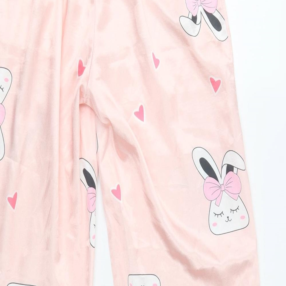 SheIn Girls Pink Geometric Polyester  Pyjama Pants Size 11-12 Years   - Bunny