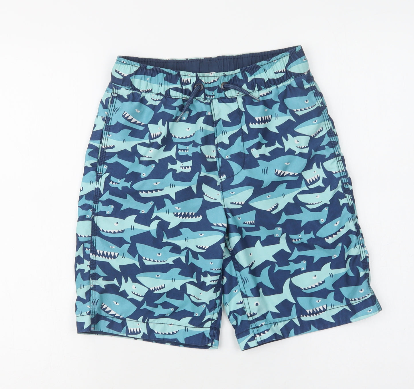 Gap Boys Blue Geometric Polyester Bermuda Shorts Size 10-11 Years  Regular Drawstring - Shark Print