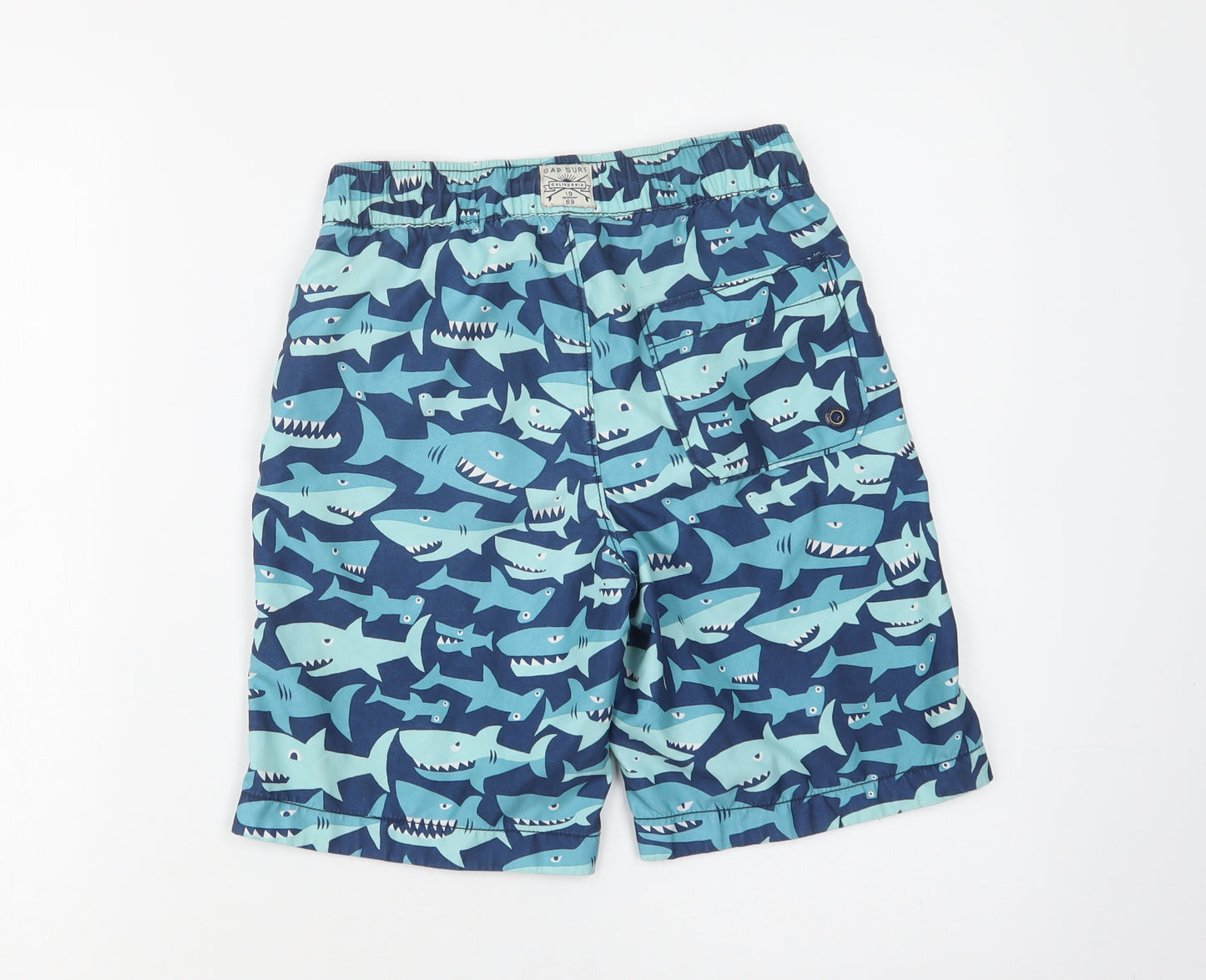 Gap Boys Blue Geometric Polyester Bermuda Shorts Size 10-11 Years  Regular Drawstring - Shark Print