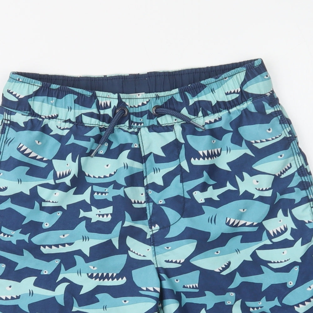 Gap Boys Blue Geometric Polyester Bermuda Shorts Size 10-11 Years  Regular Drawstring - Shark Print