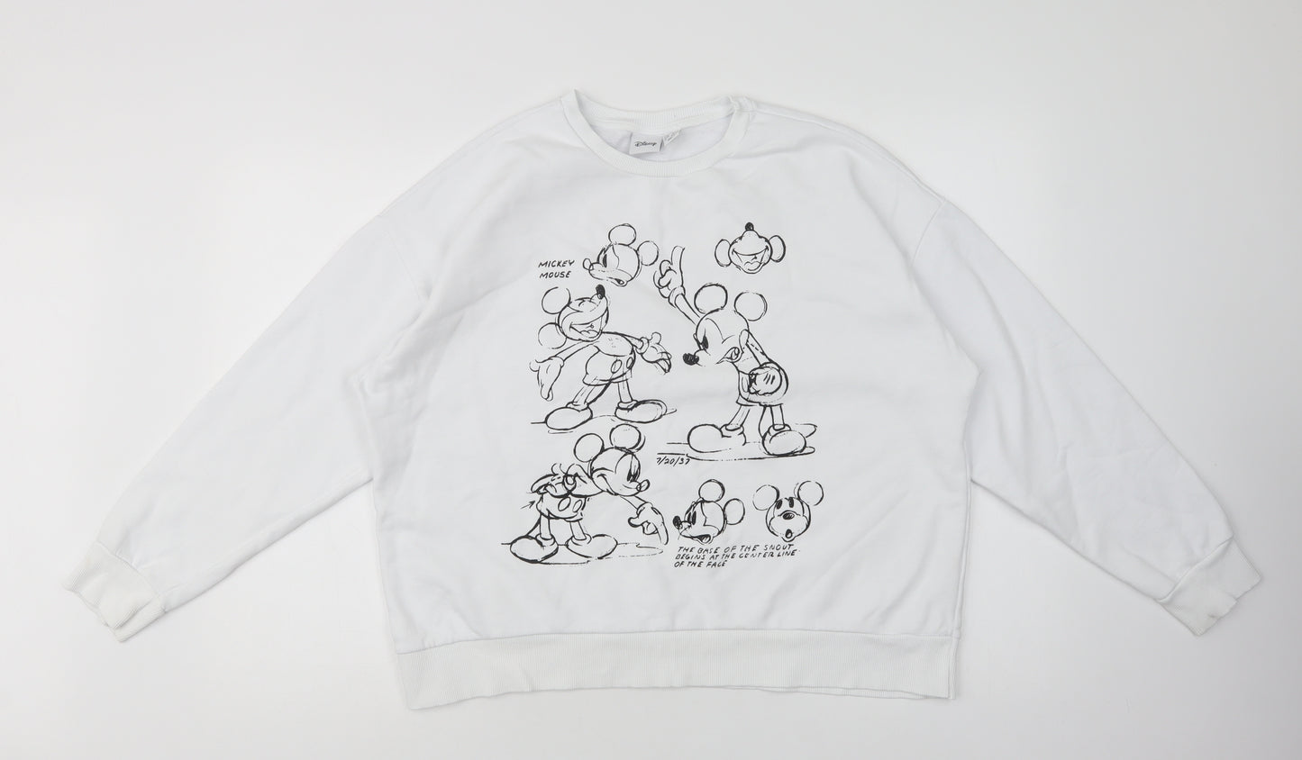 Primark Womens White  Cotton Pullover Sweatshirt Size 16   - Mickey Mouse