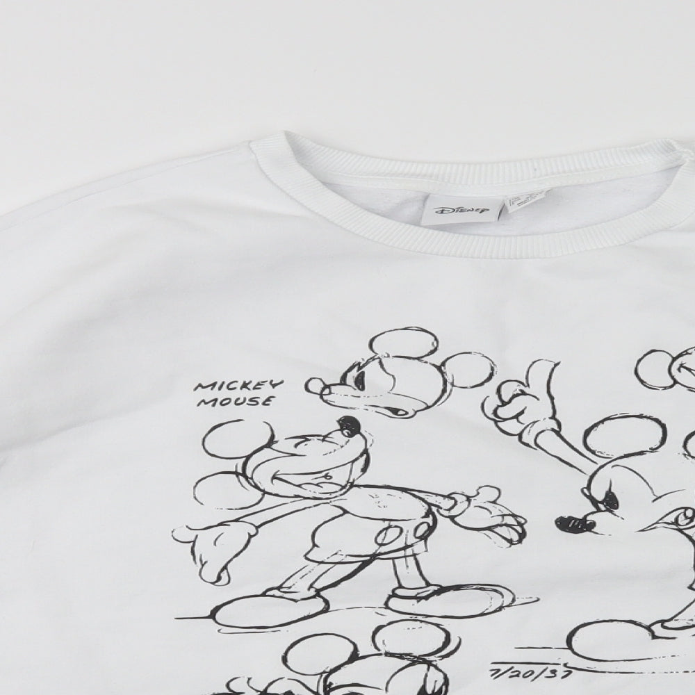 Primark Womens White  Cotton Pullover Sweatshirt Size 16   - Mickey Mouse
