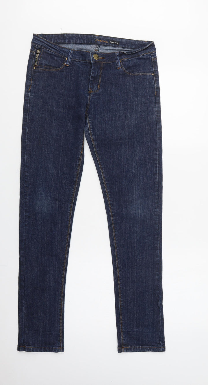 Cosmic Jeans Womens Blue Cotton Skinny Jeans Size 12 L29 in Regular Button