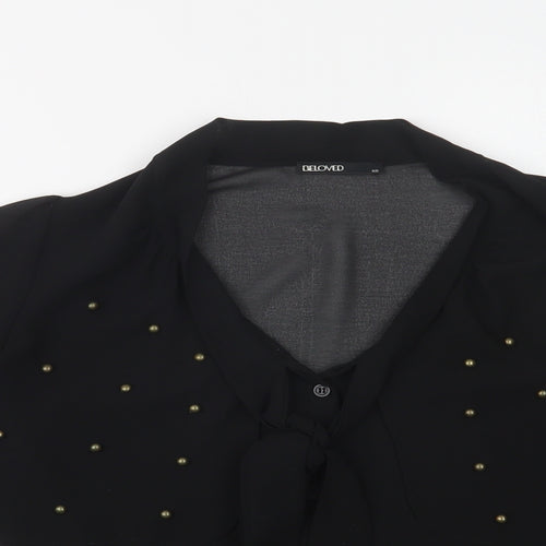 Beloved Womens Black  Polyester Basic Button-Up Size XS V-Neck