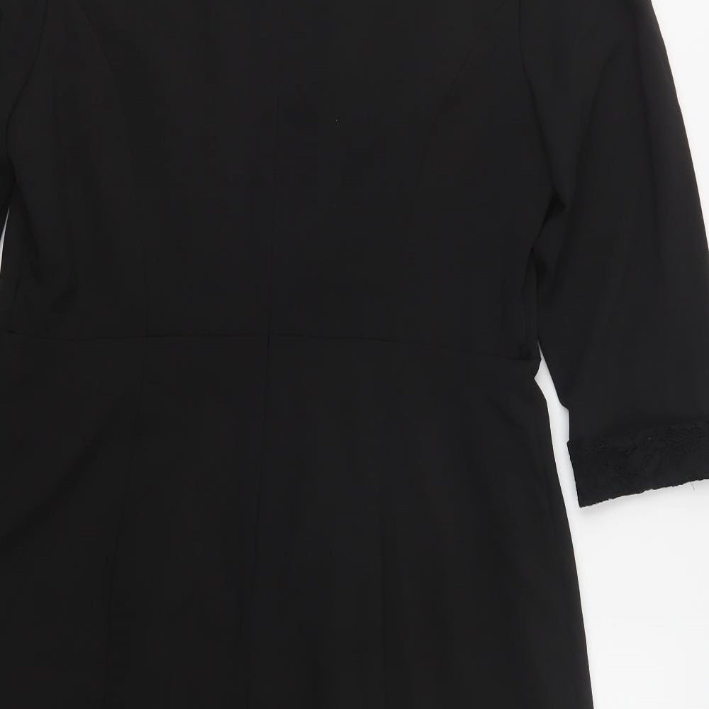 Oasis Womens Black  Polyester Pencil Dress  Size 16  Round Neck Zip