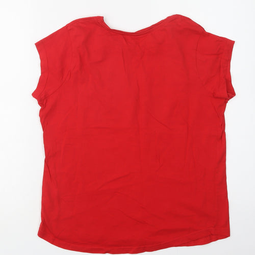 George Womens Red  Cotton Basic Polo Size 14 Crew Neck - Santa