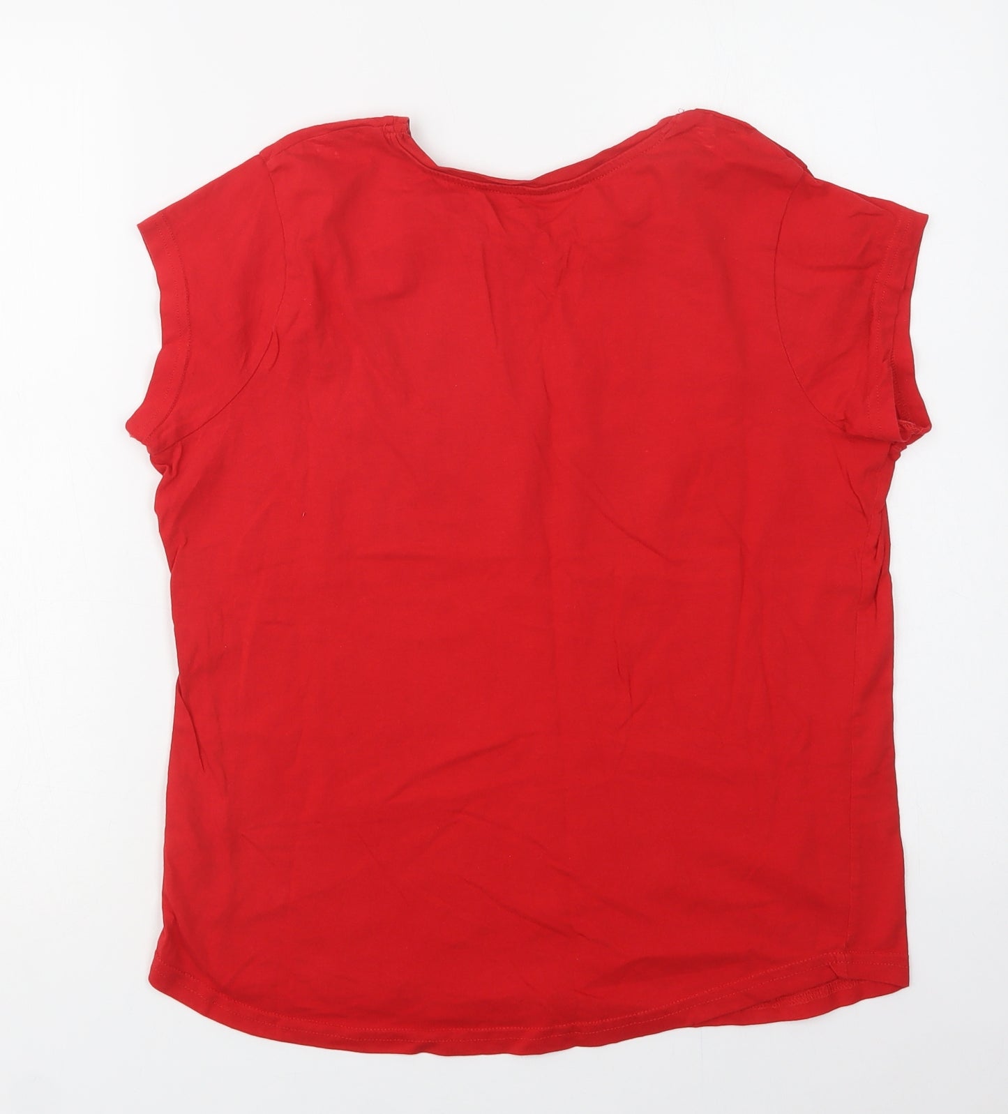 George Womens Red  Cotton Basic Polo Size 14 Crew Neck - Santa