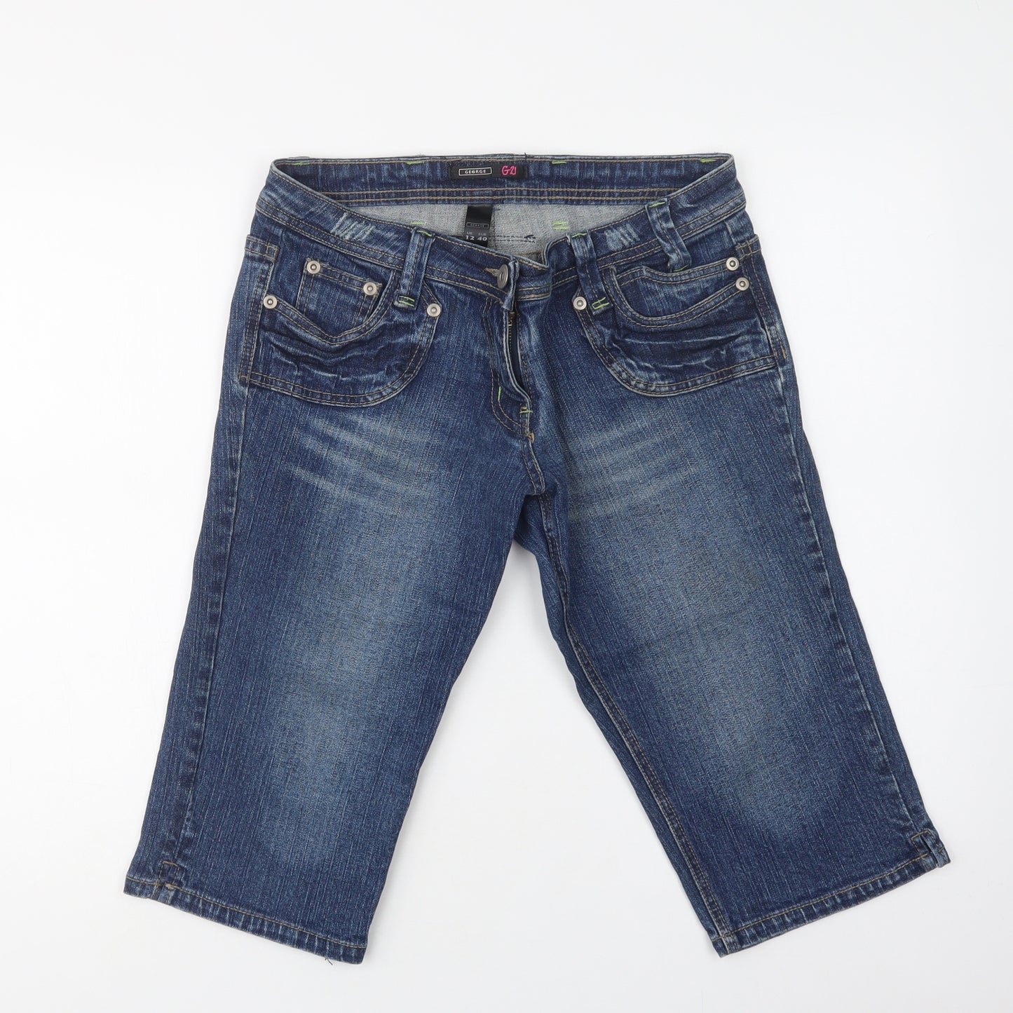 George Womens Blue  Cotton Chino Shorts Size 12 L18 in Regular Button