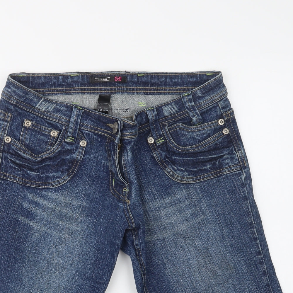 George Womens Blue  Cotton Chino Shorts Size 12 L18 in Regular Button