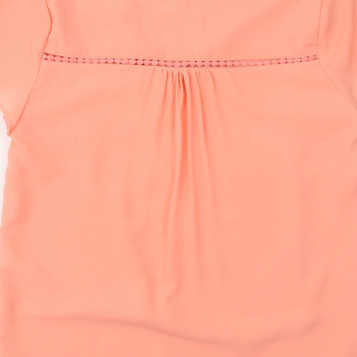 Rant & Rave Womens Orange  Polyester Basic Blouse Size S V-Neck