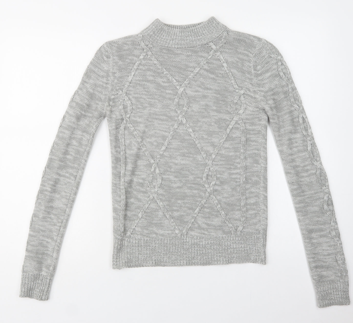 Matalan Womens Grey Mock Neck  Acrylic Pullover Jumper Size XS