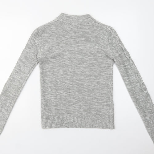 Matalan Womens Grey Mock Neck  Acrylic Pullover Jumper Size XS