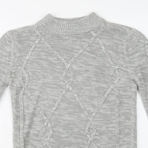Matalan Womens Grey Mock Neck  Acrylic Pullover Jumper Size XS
