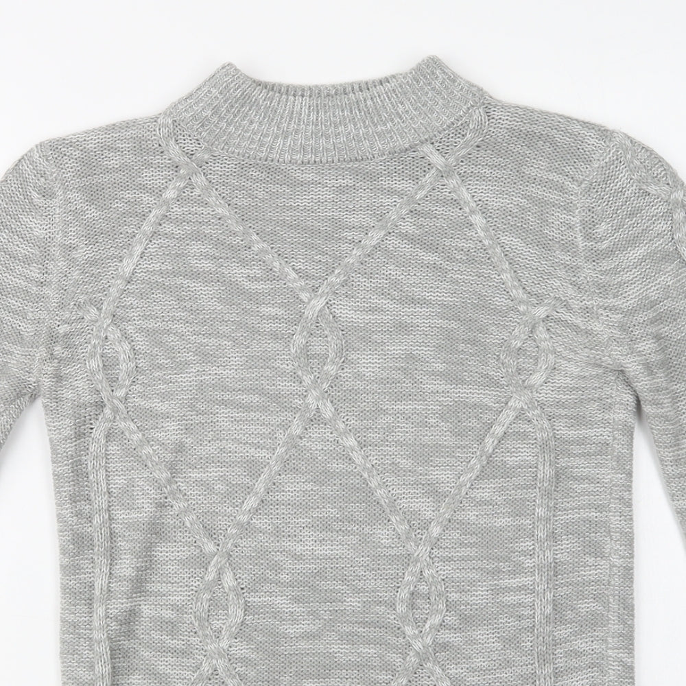 Matalan Womens Grey Mock Neck  Acrylic Pullover Jumper Size XS