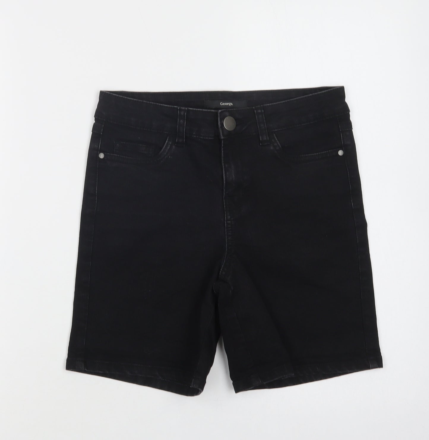 George Womens Black  Cotton Chino Shorts Size 8 L8 in Regular Button