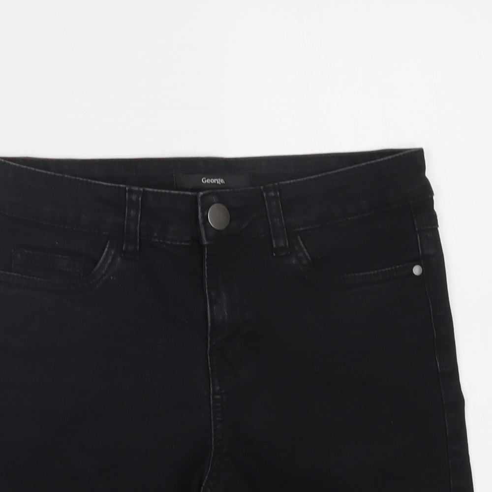 George Womens Black  Cotton Chino Shorts Size 8 L8 in Regular Button